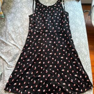 Ann Taylor Black Dress with Pink and White Floral Design